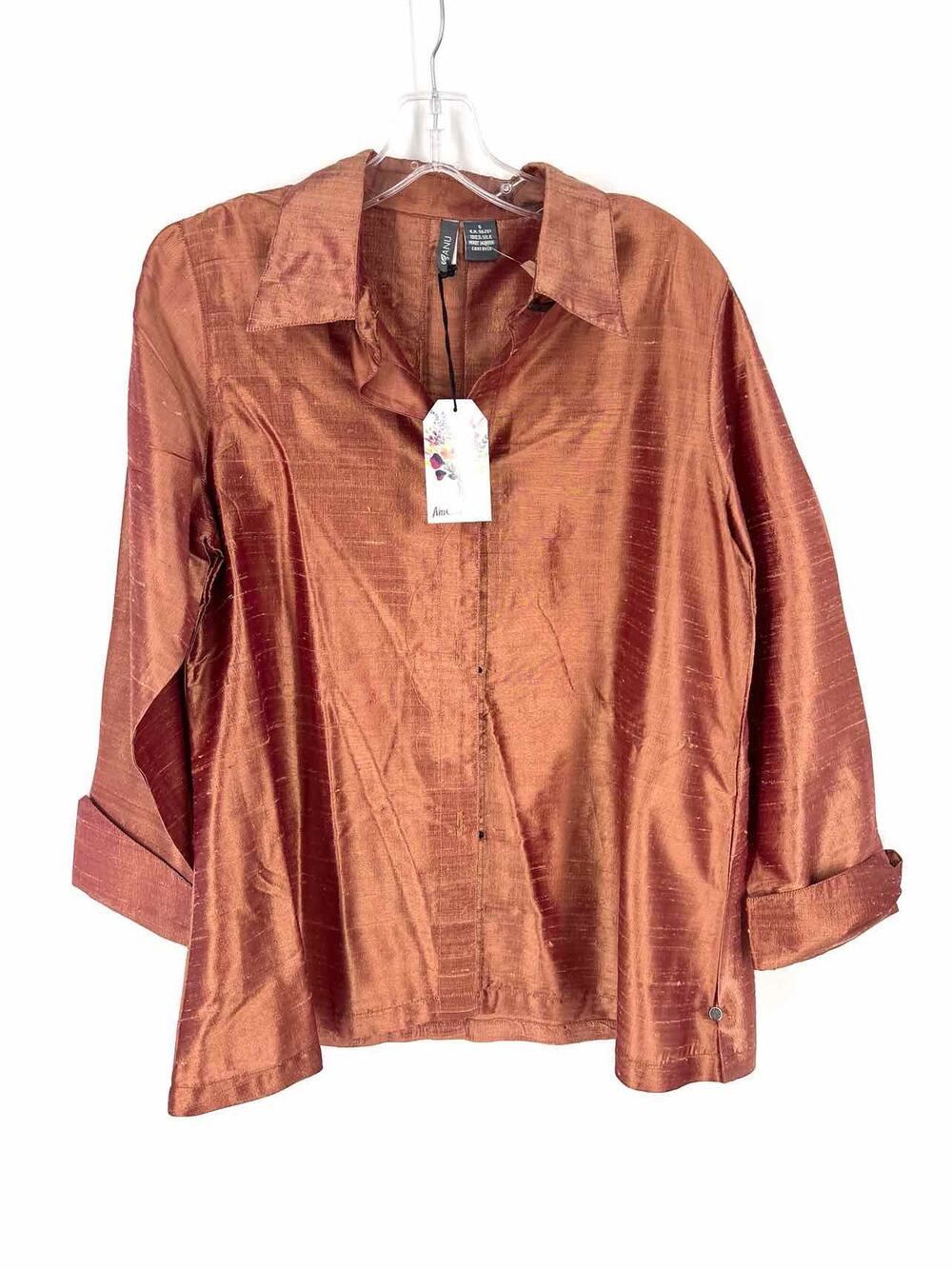 Anu Size S Terracotta/Red Color Shift Textured NEW Designer Blouse